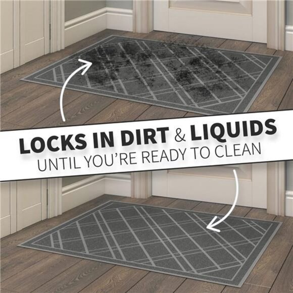 Grey, 42 x 35 - Anti Slip, Durable & Washable, Outdoor & Indoor Door Mat - Picture 5 of 6